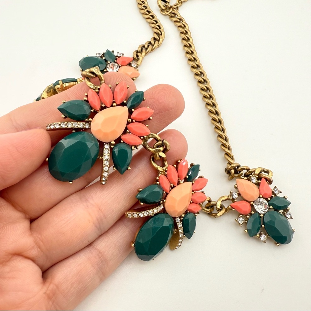 J. Crew Coral and Deep Blue Floral Necklace - Picture 11 of 11